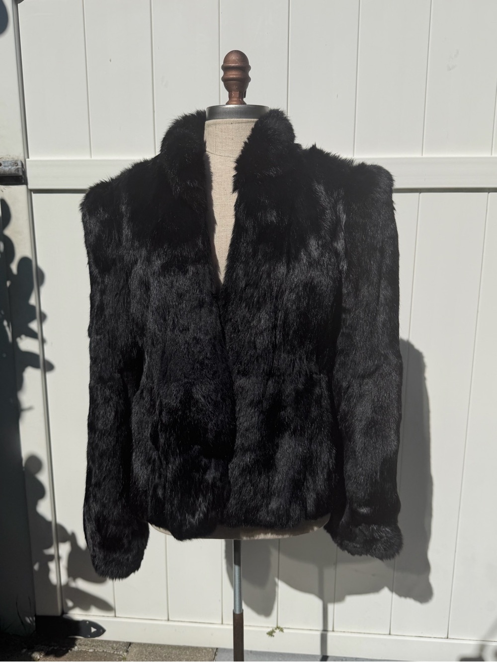 Vintage Black Rabbit Fur Women's Jacket - Luxurious Winter Coat